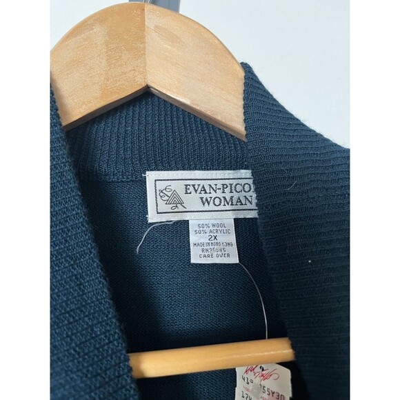 NWT Vintage Evan Picone Dark Blue Mock Neck Wool Blend Sweater Size 2X - Picture 5 of 8